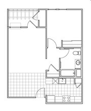 1 Bed, 1 Bath Model floor plan